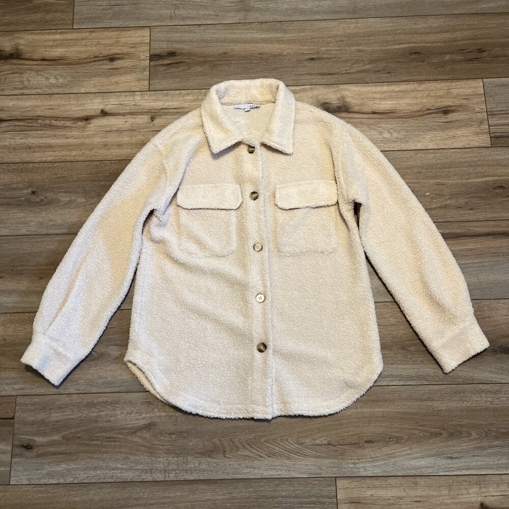 Baltic Born Sherpa Button Up Shacket SZ Small Faux Shearling Cream Jayden Jacket